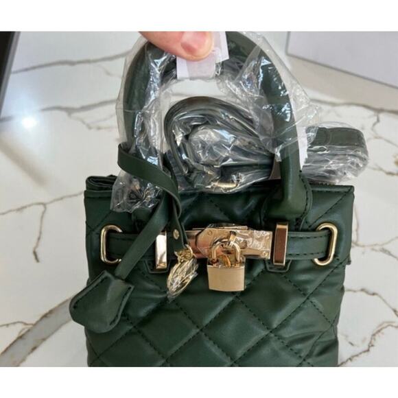 Badgley‎ Mischka BM-4163 Small Mini Quilted Tote Bag in Green Chive New - Picture 7 of 7